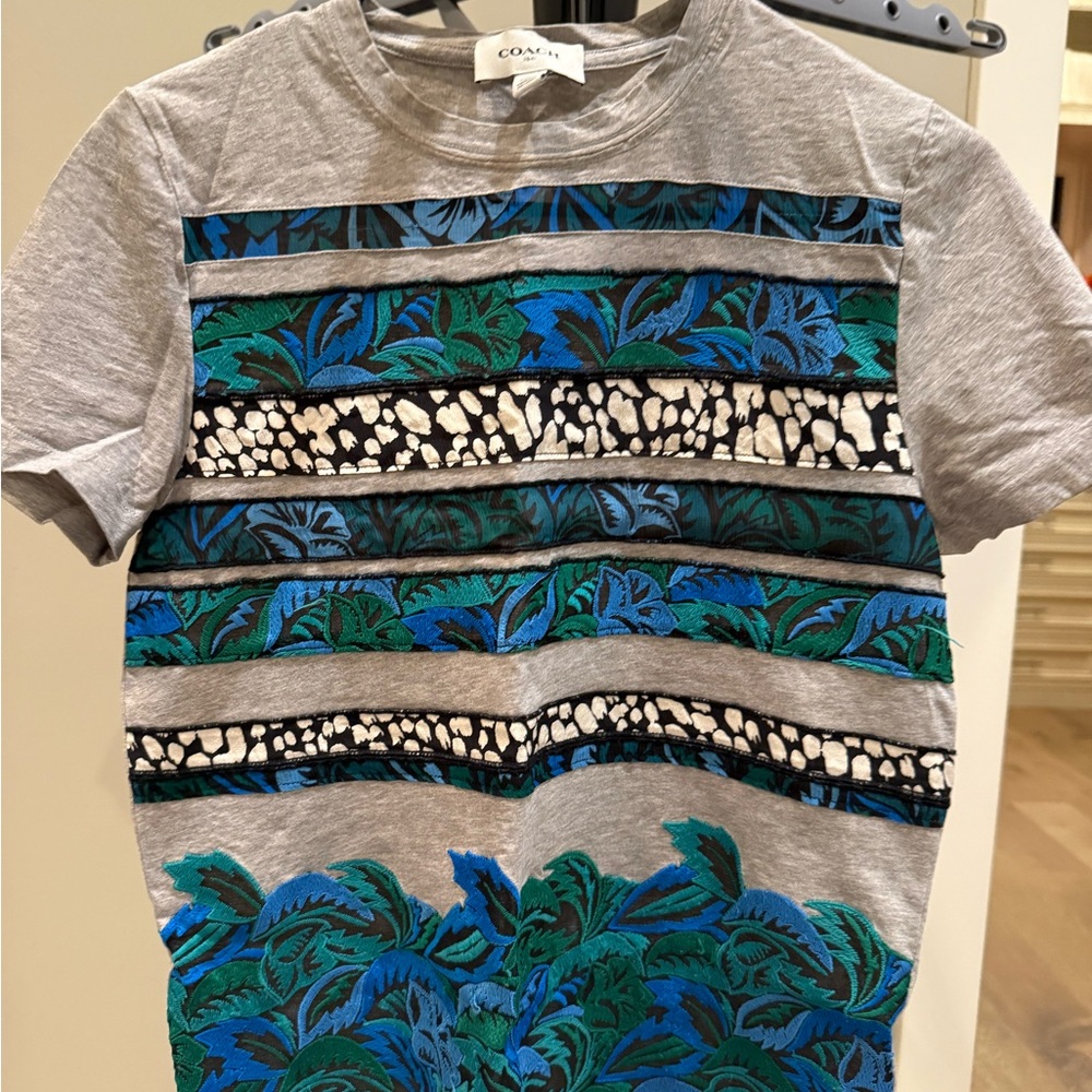 Coach Gray and Blue Patterned Shirt